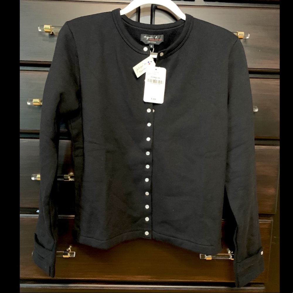 Agnés B black Le Classique snap cardigan